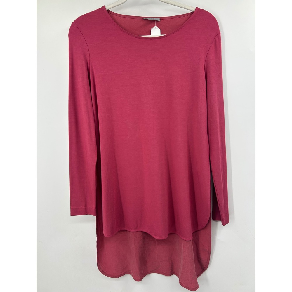 COS Womens Berry Pink Silk Mix High Low Long Sleeve Tunic Top Size S